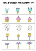 Find the biggest cute element in each row. vector