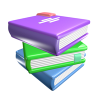 Livres d'icônes d'illustration d'éducation scolaire 3d png