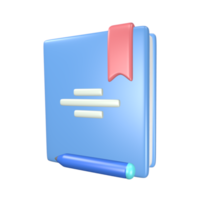 3d school education illustration icon a book and pencil png