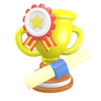 3d ilustração de educação escolar ícone estrela distintivo copo de troféu
