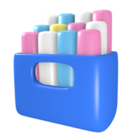 caixa de giz de ícone de ilustração de educação escolar 3D png