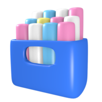 caja de tiza de icono de ilustración de educación escolar 3d png