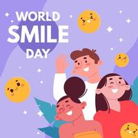 día mundial de la sonrisa plana dibujada a mano