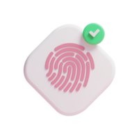 ícone de conceito de autenticação de segurança digital de impressão digital 3d ou ícone de identidade de autorização de pessoas 3d png