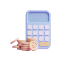 concepto de cálculo de dinero financiero ilustración 3d o icono de concepto de planificación de riesgo de dinero financiero 3d png