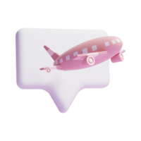 icône d'interface utilisateur de concept de planification de voyage de localisation de broche 3d ou carte de broche 3d avec voyage en avion de vol png
