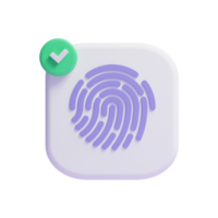 icône de concept d'authentification de sécurité numérique d'empreintes digitales 3d ou icône d'identité d'autorisation de personnes 3d png