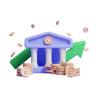 ícone de conceito de relatório de depósito e retirada de dinheiro de banco on-line 3d ou relatório de gerenciamento de dinheiro de banco 3d png