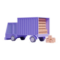 caminhão de carga 3d com caixa de papelão para serviço de entrega ou caixa de papelão de descarga 3d no conceito de caminhão