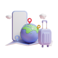 3D-Reise- oder Tourismusplanungskonzept-Symbol oder 3D-Urlaubsreisen- oder Tourismusplanungskonzept-Symbol png