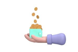Money rain, hands holding a wallet with coins png