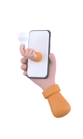 business, technology, startup, idea and people concept. hand holding smartphone with light bulb icon png