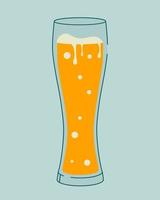 dibujo de esquema. objeto moderno, vaso de cerveza con espuma. ilustración plana para tarjetas de felicitación, postales, invitaciones, diseño de menú. plantilla de arte de línea vector