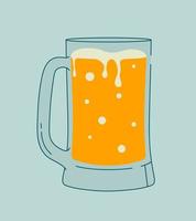 dibujo de esquema. objeto moderno, vaso de cerveza con espuma. ilustración plana para tarjetas de felicitación, postales, invitaciones, diseño de menú. plantilla de arte de línea vector