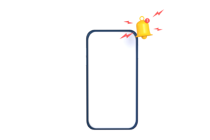 3d. cartone animato nuovo notifica su smartphon schermo. notifica campana mettere in guardia Messaggio. png