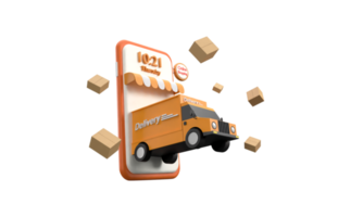 3d. caminhão de entrega de celular compras on-line serviço de entrega rápida png