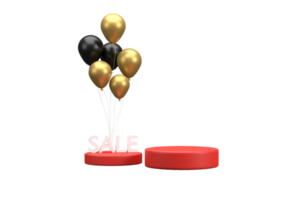 3D. Black Friday promotion with balloons png