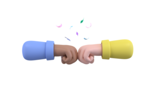 close up of a fist cartoon bump against isolated. png