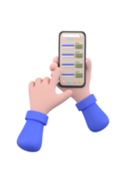 botón de descarga de archivos en la pantalla del teléfono inteligente. la mano sostiene el teléfono inteligente, el dedo toca el botón. png