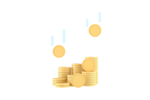 montón de monedas. pila de monedas de oro que caen. concepto de negocio financiero png