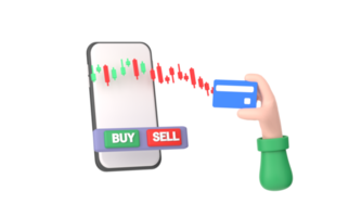 kreditera kort och smartphone med stock marknadsföra app på skärm, framställning betalningar eller transaktioner png