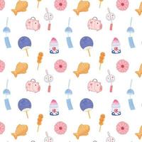 Seamless pattern with Japanese summer objects vector