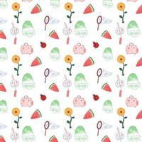 Seamless pattern with hand drawn summer objects vector