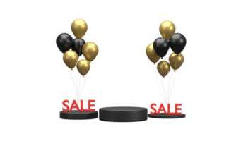 3D. promotion Black Friday on mobile with balloons on a red background. png