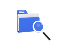 Folder icon and magnifying glass. Open folder icon. Folder with documents png