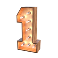 letters and number with lights 3d rendering png