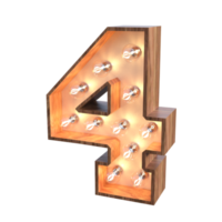 letters and number with lights 3d rendering png