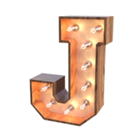letters and number with lights 3d rendering png