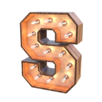 letters and number with lights 3d rendering png