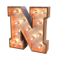 letters and number with lights 3d rendering png