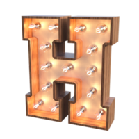 letters and number with lights 3d rendering png