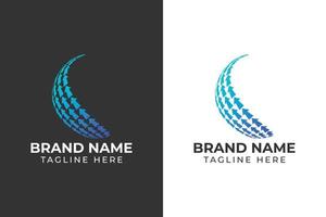 logo arrow half globe tech template design vector