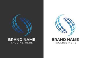 logo 2 arrow rounded globe tech template design with gradient color vector