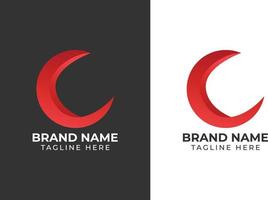 logo gradient type C like moon 3D Template design vector