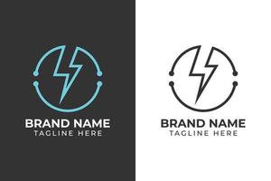 logo circle lightning power blue tech template design