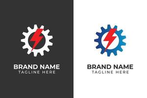 logo gear power with gradient color template design vector