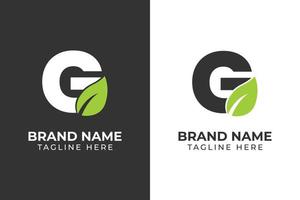 logotipo tipo g hoja ir diseño de plantilla verde vector