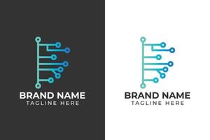 logo half brain tech gradient template design