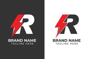 logo power R lightning template design