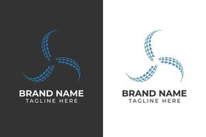 logo tech abstract wind blue wave gradient blue template design vector