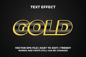 efecto de texto 3d en negrita de oro negro con diseño de plantilla de fondo negro degradado vector
