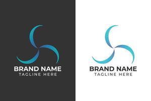 logo tech abstract wind blue wave gradient blue template design