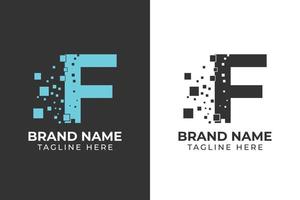 logo F Tech internet template design vector