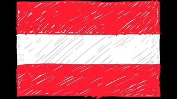 österreich national flag marker oder bleistiftskizze looping animation video