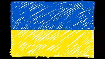 marcador de la bandera del país nacional de ucrania o video de animación en bucle de dibujo a lápiz