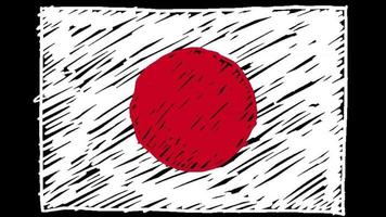 japan national flag marker oder bleistiftskizze looping animation video